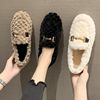 hyoma  Autumn and winter Exorcism 2022 new pattern Plush Cotton-padded shoes Flat bottom Versatile Korean Edition A pedal Doug shoes