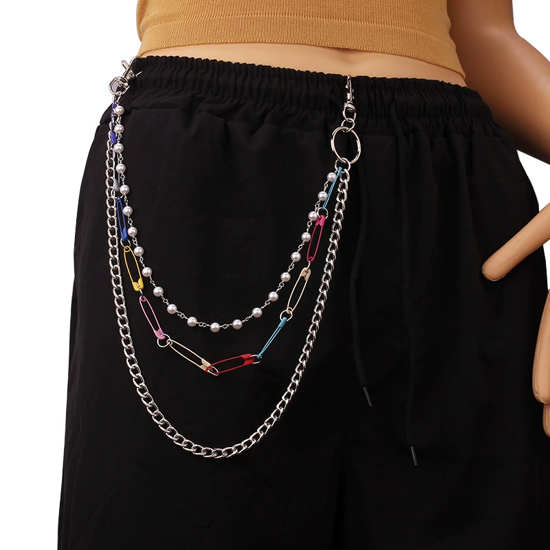 Metal accessory from pearl, brand fashionable multicoloured pin, trousers, European style