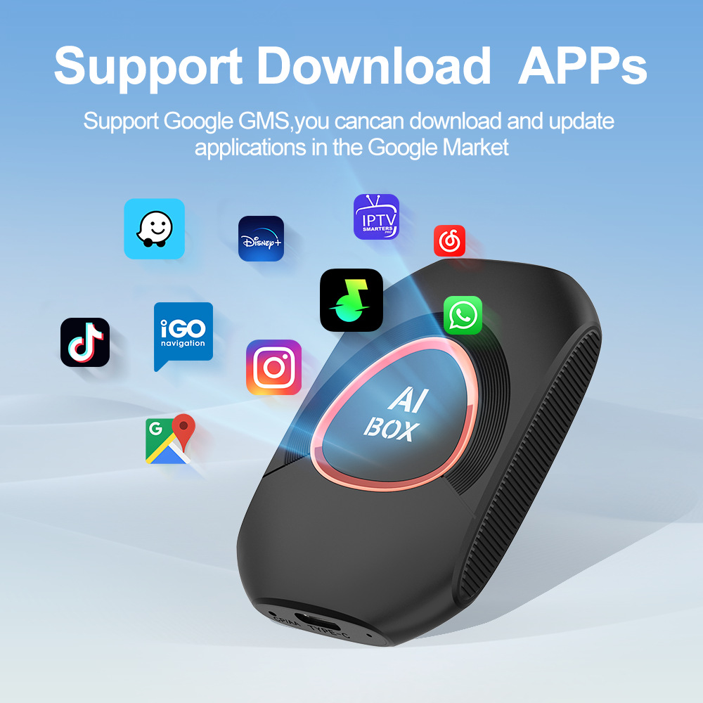 Cross-border CarPlay box, wired to wireless adapter, Apple Android Auto 2+16GB connectivity box