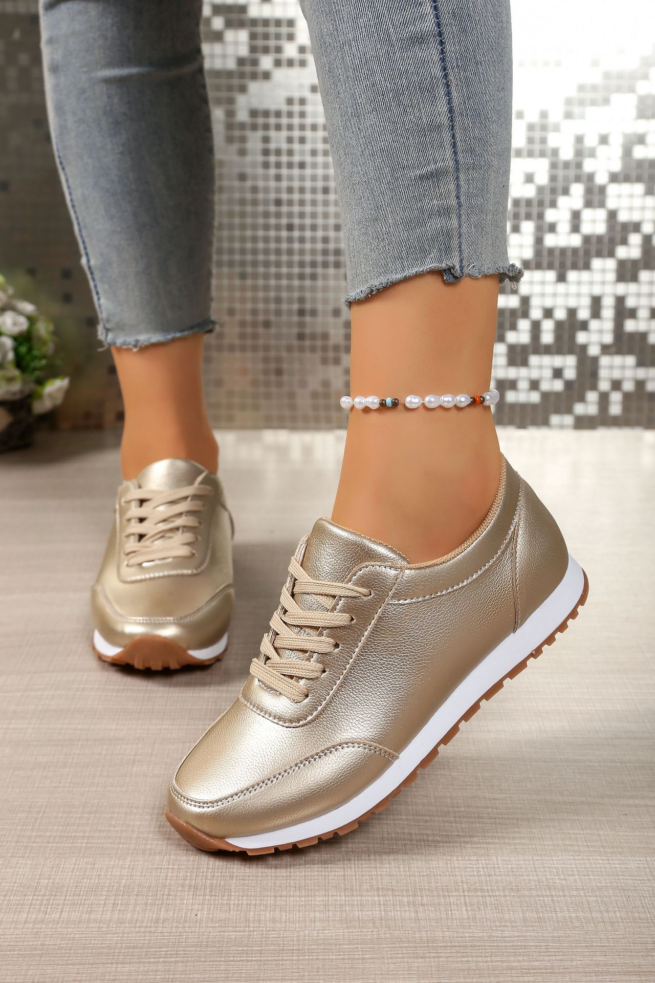 Women's Plus Size Comfortable Round Toe Lace-Up Thick Sole Sports Shoes Casual Running Shoe Summer_vogvips.com