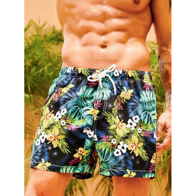 2025 New Men's Beach Pants 3D Printed Large Size Quick-Drying Thin Men's Shorts Sports Casual Flowers