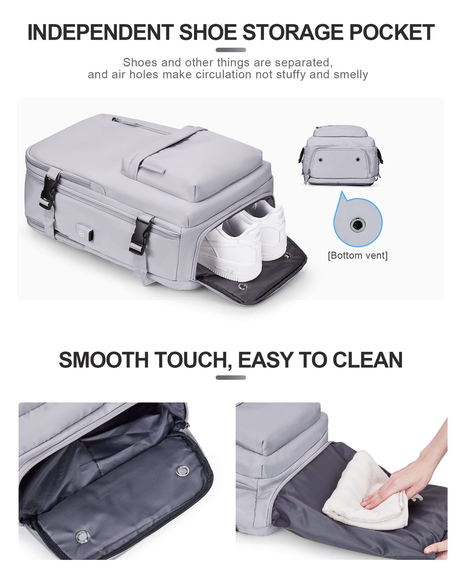 1875g Weight Nylon Lining Material Zipper Closure Type Double Shoulder Straps Strap Type Functional Backpack Bags Type Travel, Daily Occasion Nylon Material Women's Backpack Backpack Solid Color Pattern All Seasons Season Unisex Gender Streetwear Style Square Shape Solid Color Travel Daily Women's Backpack 43
