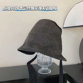 2026倪妮同款新款香云纱龟裂纹渔夫帽时尚百搭防晒