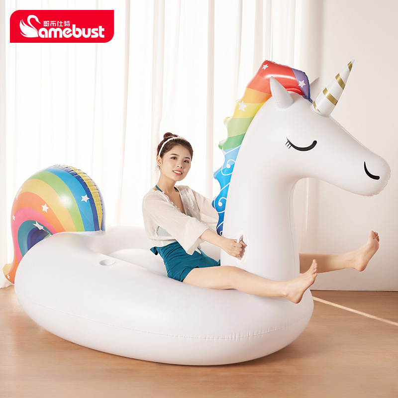 工厂直供水上坐骑网红星星独角兽游泳圈小孩玩具PVC充气浮排