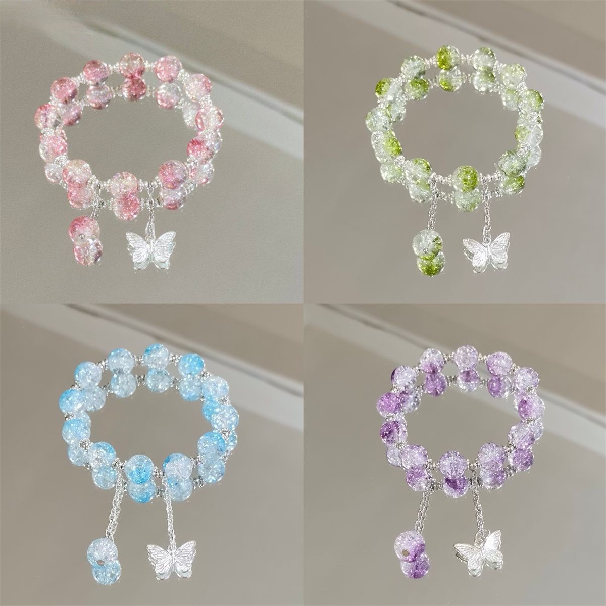 New Forest-Style Butterfly Explosion Bracelet for Women, Niche Design, Sweet and Versatile, Student Bestie Colorful Whitening Bracelet
