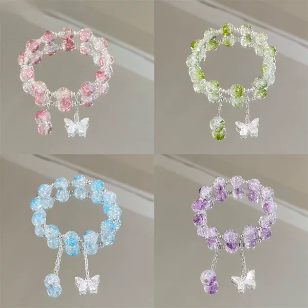 New Forest-Style Butterfly Explosion Bracelet for Women, Niche Design, Sweet and Versatile, Student Bestie Colorful Whitening Bracelet
