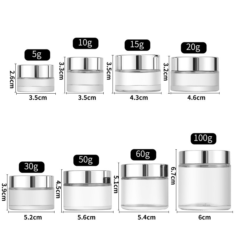 30g磨砂膏霜瓶10g透明玻璃面霜罐100g化妆品分装瓶50g棕色眼霜瓶|undefined