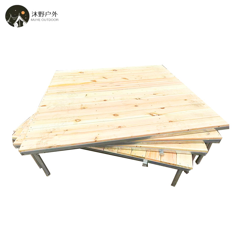Plataforma Modular de Madera Anticorrosiva Ajustable para Tiendas de Campaña de Camping
