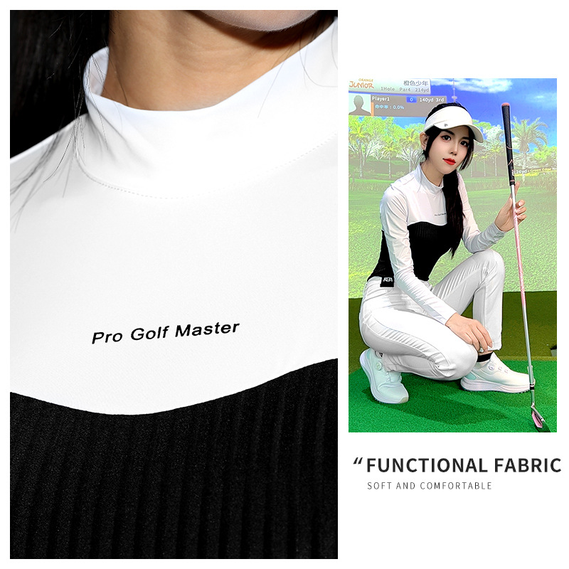 Áo thun dài tay nữ cổ tròn thể thao golf nhẹ thoáng mát — YF737 [Áo sơ mi trắng POLO, YF737 [Áo sơ mi trắng đen POLO