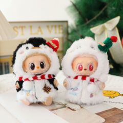 适用17cm拉布布圣诞节娃衣雪人麋鹿圣诞老人一二三代labubu衣服