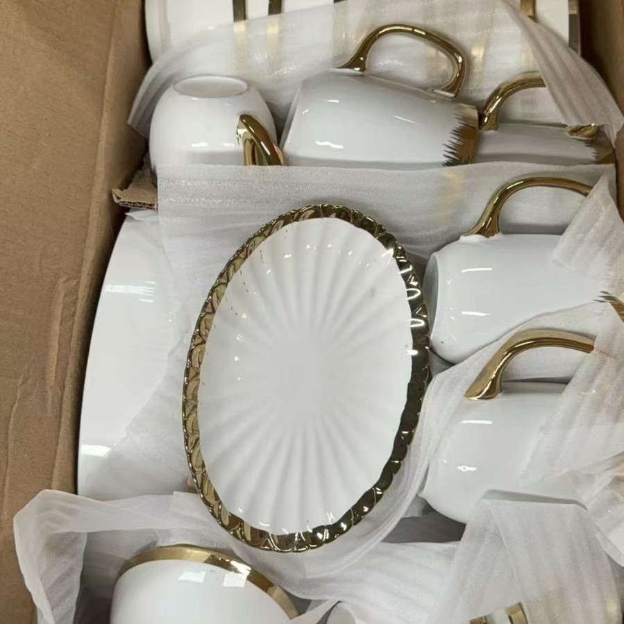 Ventas calientes de comercio exterior platos de cerámica platos de oro platos de cerámica platos de cerámica platos de oro mezclados paquetes aleatorios