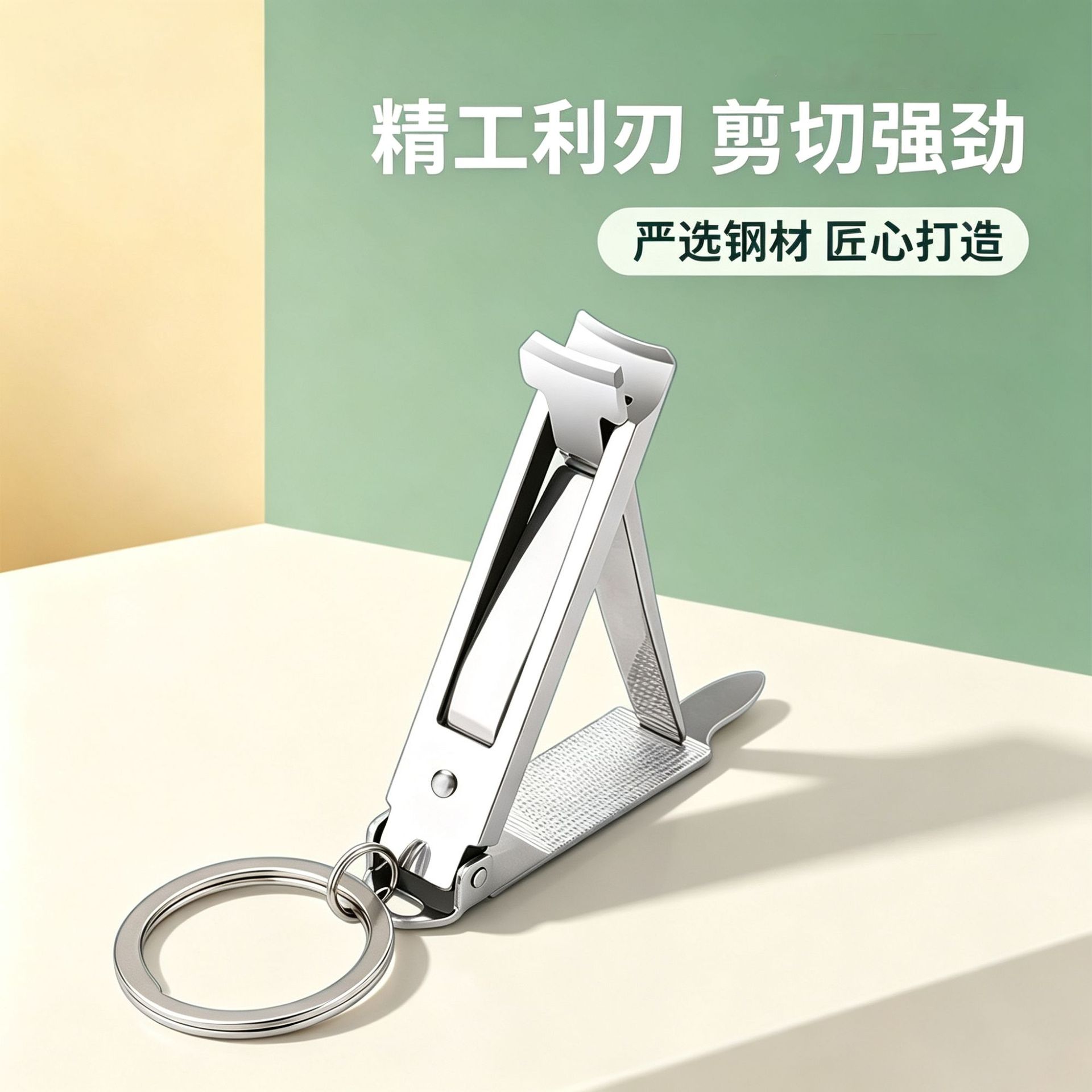 Spot Stainless Steel Folding Nail Clipper Single Nail Clipper Ultra-Thin Anti-Splash Nail Clipper with File Small Size Wholesale