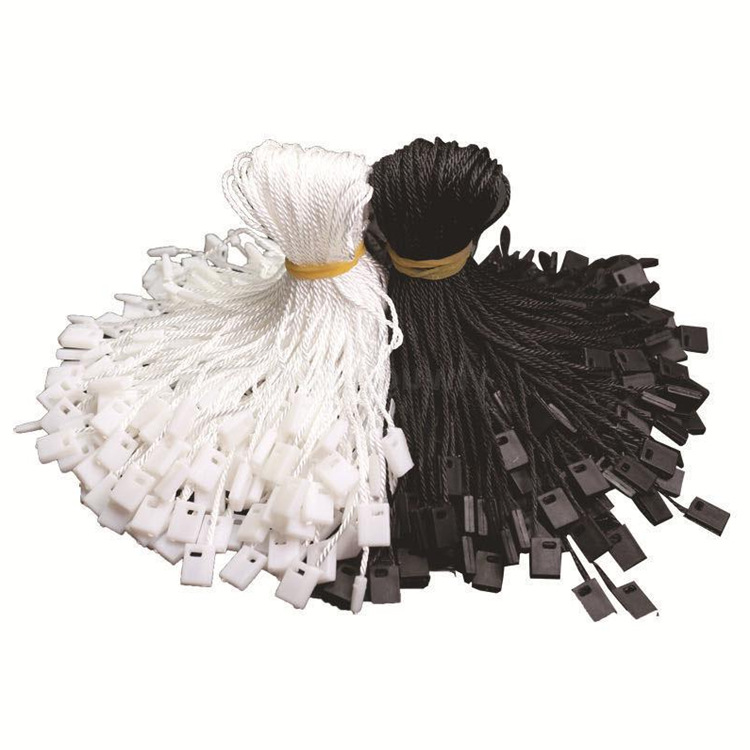 Ventas directas de fábrica en stock suministro blanco y negro Universal colgante grano cuadrado cuerda Ropa Accesorios etiqueta cuerda alta calidad