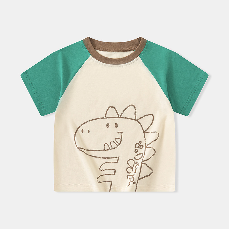 Betop comercio exterior ropa para niños verano nuevo estilo para niños camiseta de manga corta niños ropa de bebé dibujos animados superior de dinosaurio al por mayor