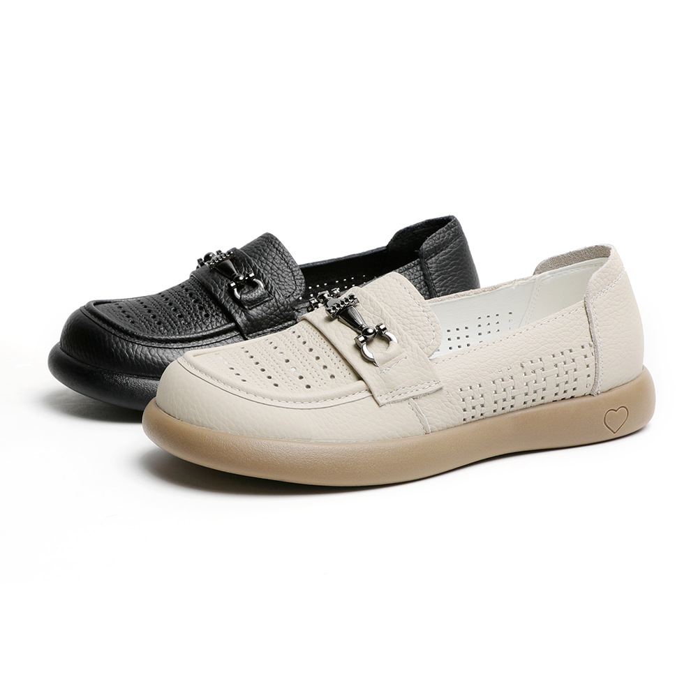 Genuine Leather Loafers For Women Breathable Flat Comfortable Shoes_voghion.com