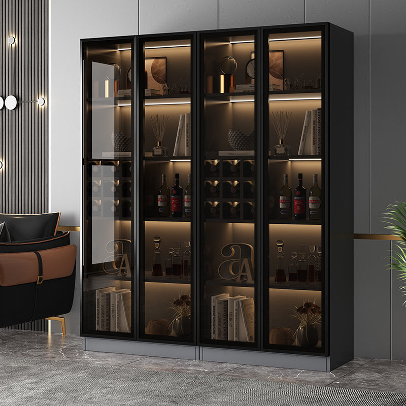 Light Luxury Wine Cabinet Wall Locker Modern Simple High-end Sideboard Household Integrated Side Cabinet Glass Door Display Cabinet