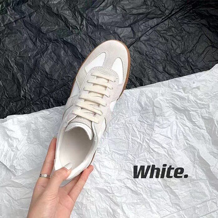 Giày sneaker nữ da thật cổ thấp phong cách tối giản, đế cao su chống trượt — V2 lót nhung, V2 một lớp bên trong