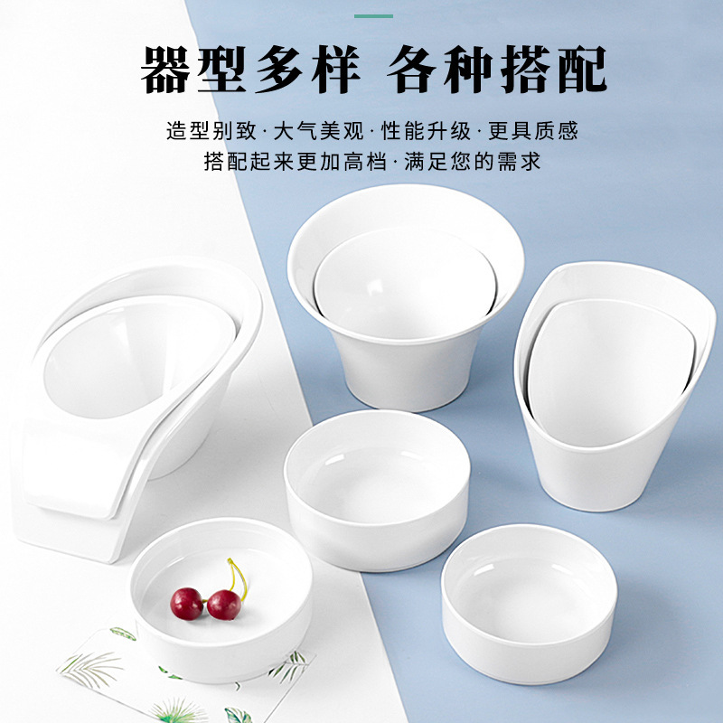 White melamine hot pot restaurant side dish buffet beef and mutton roll barbecue plate creative imitation porcelain tableware suit commercial