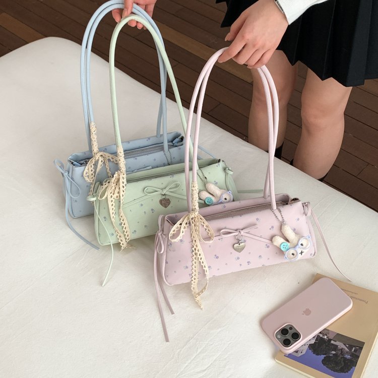 Niche Commuter Single Shoulder Fashion Versatile Handbag New 2026 Baguette Bag For Women Printed Underarm Canvas Polka Dot Bag - Thumbnail 2