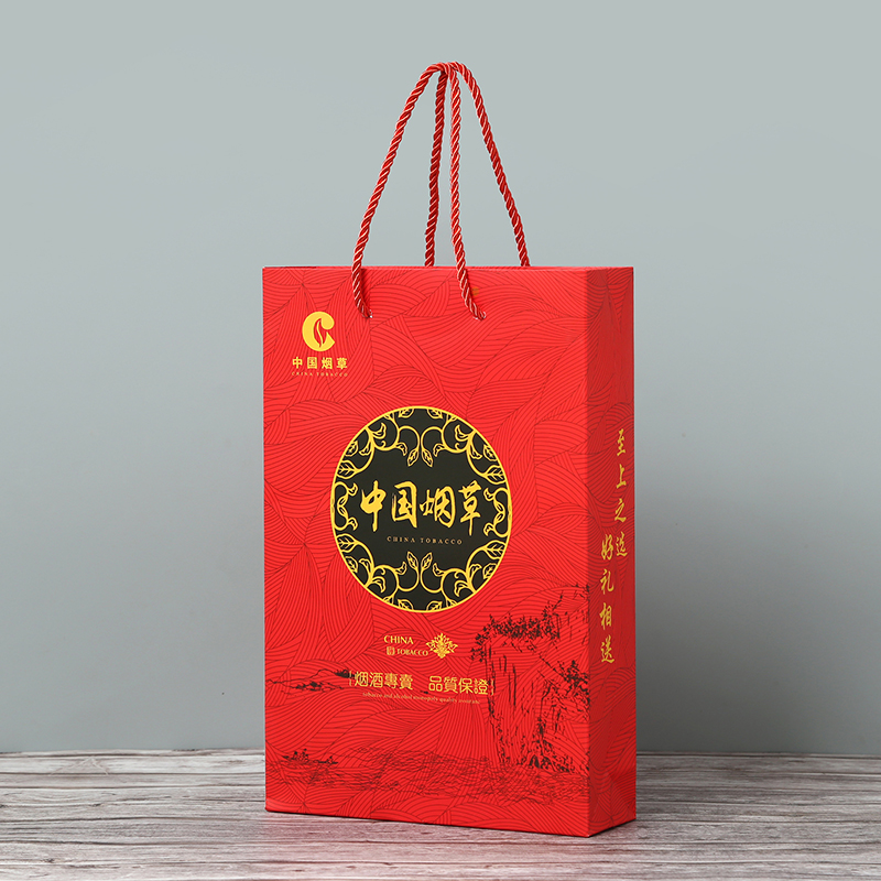 Kraft China tabaco y cigarrillos bolsas rojas de regalo de vacaciones chinas logotipo de fabricación