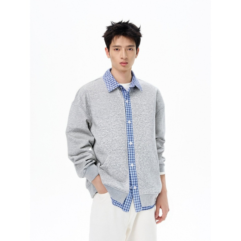 American Retro Fake Two-Piece Patchwork Plaid Cardigan Sweatshirt for Men, New Spring and Autumn Trendy Brand, Stylish and High-End Jacket American Retro Fake Two-Piece Patchwork Plaid Cardigan Sweatshirt for Men, New Spring and Autumn Trendy Brand, Stylish and High-End Jacket