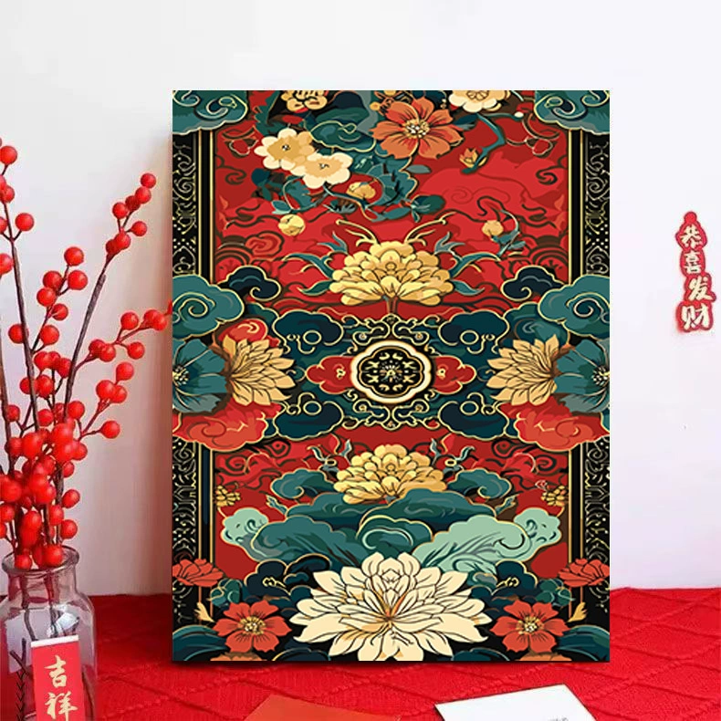 Новогодняя национальная трендовая diy цифроваяOil painting 春节 праздничная атмосфера, декор подарка ручной росписью