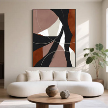 高级感肌理装饰画酒店民宿宾馆壁画抽象黑白手绘油画客厅挂画玄关