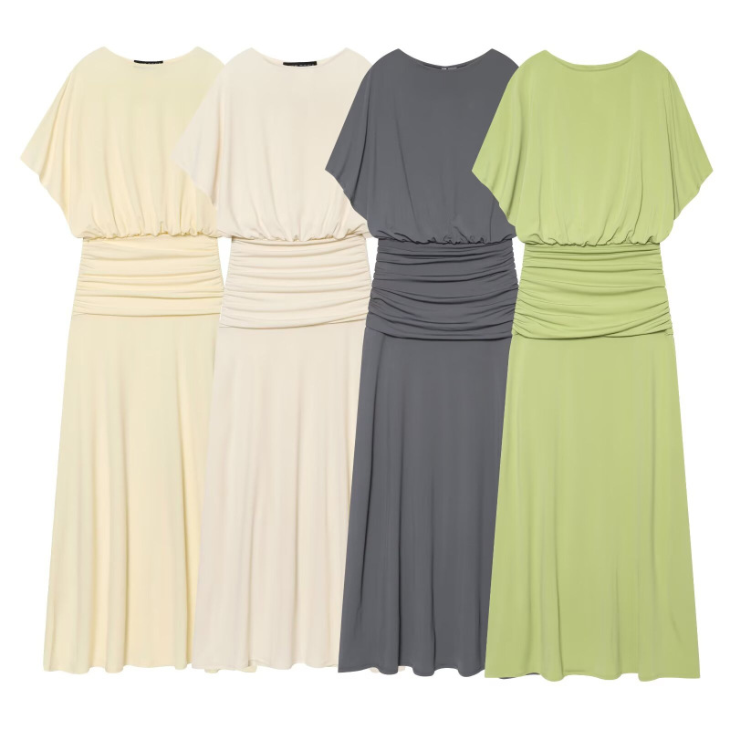 Cross-Border Foreign Trade European and American Women's Clothing Za Aliexpress Hot-Selling Draped Long Dress