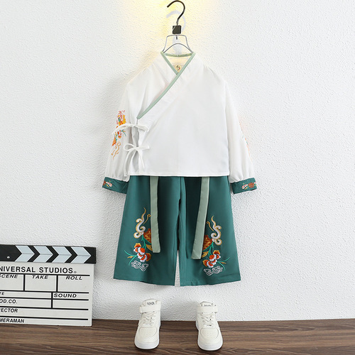 Children's Tang Suit Spring and Autumn New Product Boys Chinese Style Improved National Hanfu Three-piece Set Student Costume Performance Costume
