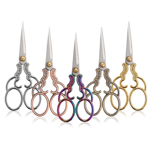 Stainless steel retro small scissors, embroidery scissors, DIY antique pointed scissors, dragon and phoenix alloy scissors, thread scissors