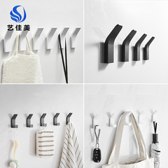 No punching bathroom simple space aluminum hook creative door coat hook solid bedroom black wall single hook
