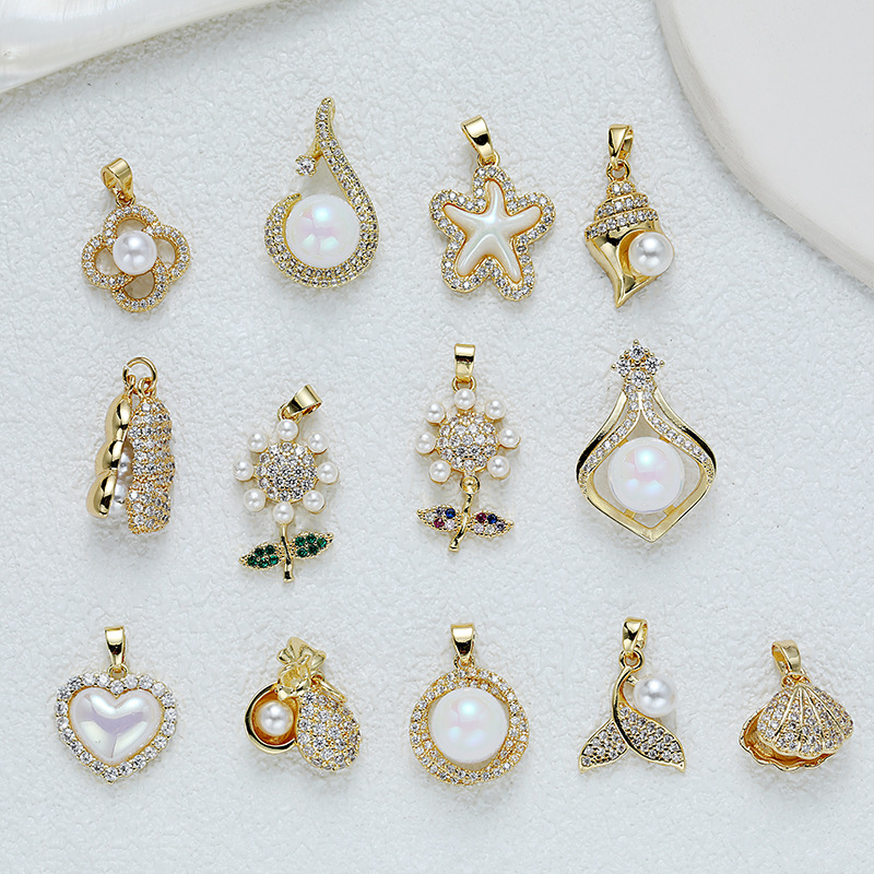 欧美跨境时尚优雅珍珠项链百搭抖音爆款小荷包镶锆石吊坠2024新款