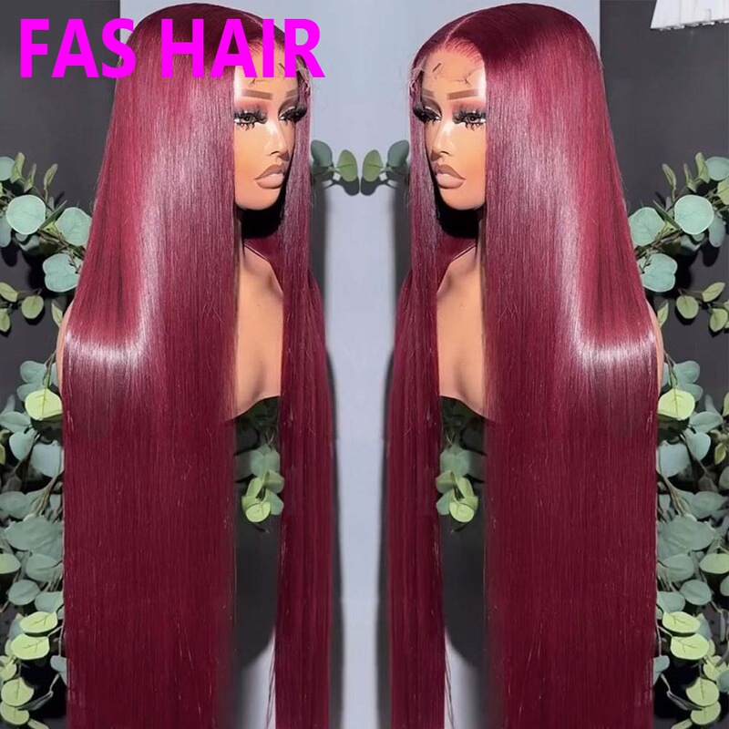 Human Hair # 99J Burgundy Straight Dyed Headgear Human Hair Wig Amazon Wig