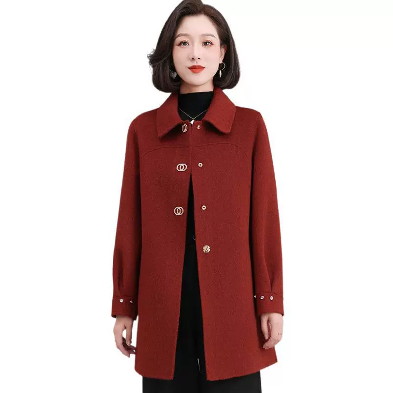 Двустороннее шерстяное пальто для мам среднего возраста, женское осенне-зимнее пальто средней длины, шерстяное пальто, двустороннее шерстяное пальто среднего и пожилого возраста оптом