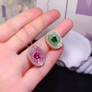 925 silver inlaid natural diopside magnesium aluminum garnet pendant new hot necklace high color treasure main stone pillow 5