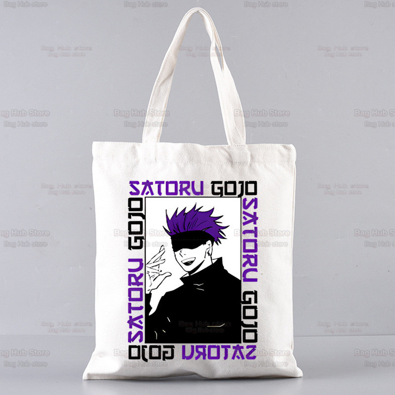 Jujutsu Kaisen Gojo Goku impresa bolsa de lona Harajuku bolso de hombro bolso de moda estudiante bolsa de compras