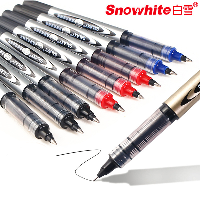 Snow White Straight Liquid Pen Full Needle Tube 166 Straight Liquid Rollerball Pen Signature Pen 0.5 Gel Pen Student Office Water-Based Pen