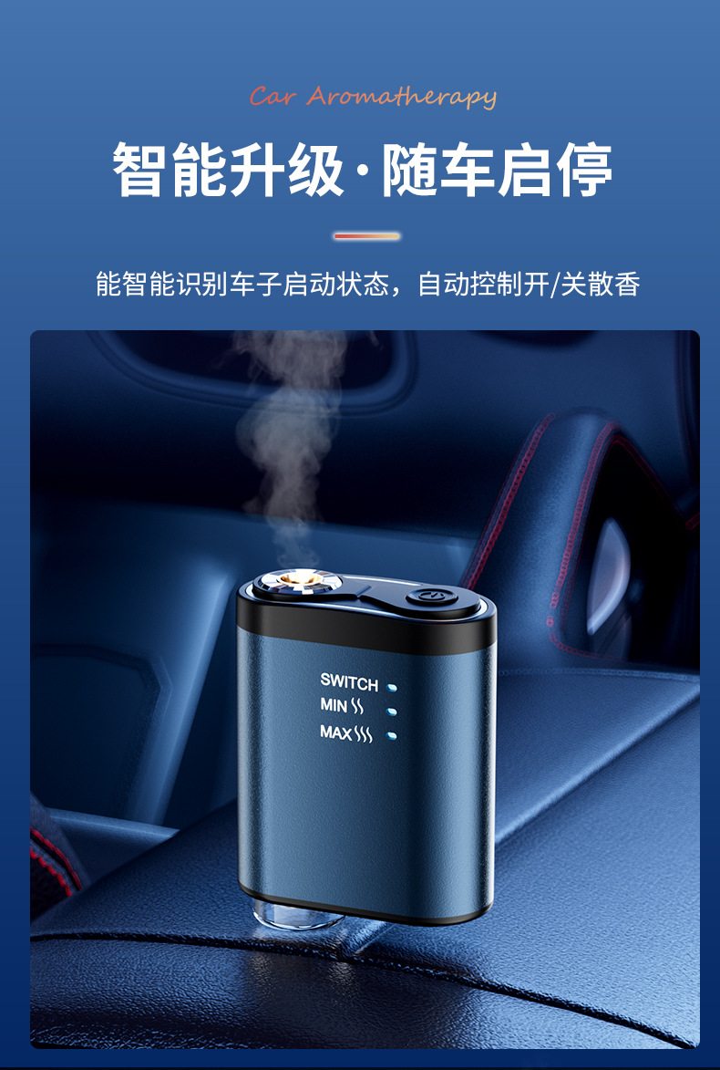 New Smart Car-Mounted Aromatherapy Machine, Aluminum Alloy Automatic Fragrance Diffuser, Deodorizing and Freshening Scent Machine