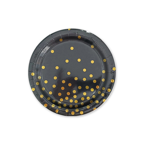 Scattered dot black gradient hot stamping paper plate party supplies disposable hot stamping paper plate paper cup tissue tableware