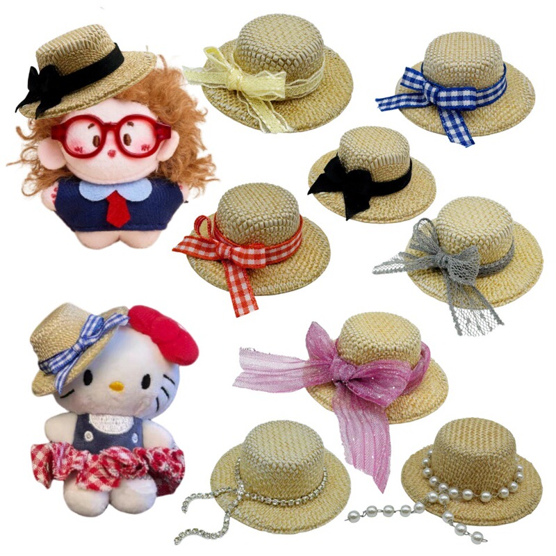 5cm Mini Woven Straw Hat, Small Hat, Doll Accessories, Cute Bow Hat, Doll Accessories, Cotton Doll 5cm Mini Woven Straw Hat, Small Hat, Doll Accessories, Cute Bow Hat, Doll Accessories, Cotton Doll