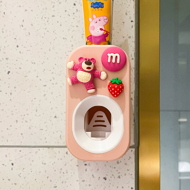 自動歯磨き粉絞り器、怠惰な絞り器、漫画のかわいいステッチ、子供用壁掛けパンチフリーラック|undefined