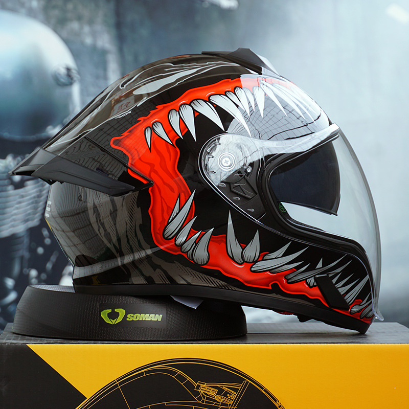 Motorcycle Helmet Ghost Face Helmet Anti-Fog Open Face Helmet Full Face Motorcycle Pedal Electric Vehicle 3C Certification Dropshipping