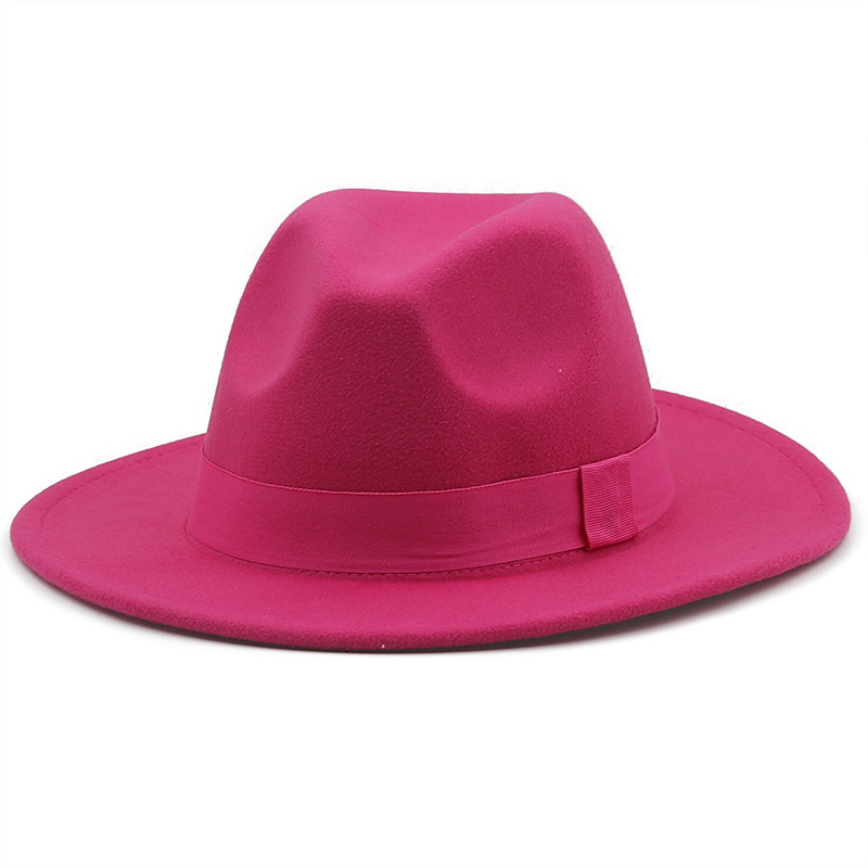 Sombrero De Jazz Simple Sombrero De Ala Grande Sombrero De Moda Cinta Sombrero De Copa Sombrero De Fieltro De Cachemira display picture 4