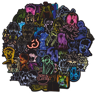 50 sheets neon cartoon combination graffiti stickers suitcase guitar car computer waterproof PVC stickers