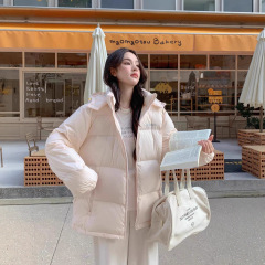 羽绒服女短款连帽2025新款冬季情侣男加厚保暖宽松90绒面包服外套