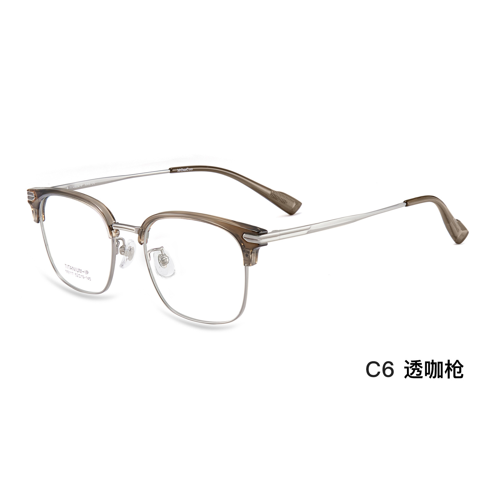 Moda y moda cool gris ceja cuadrada marco de titanio marco de gafas vacío IP galvanoplastia disponible con grado Danyang al por mayor