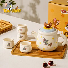 親友や女の子への誕生日プレゼント、猫とネズミのセラミックティーセット、家庭用ティーポット、ティーカップ