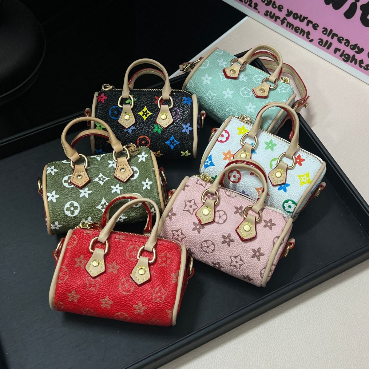 Mini Checkerboard Pillow Bag Perfum Bag Mouth Red Bag Handbag New Cute Mini New presbyted Coin Purse