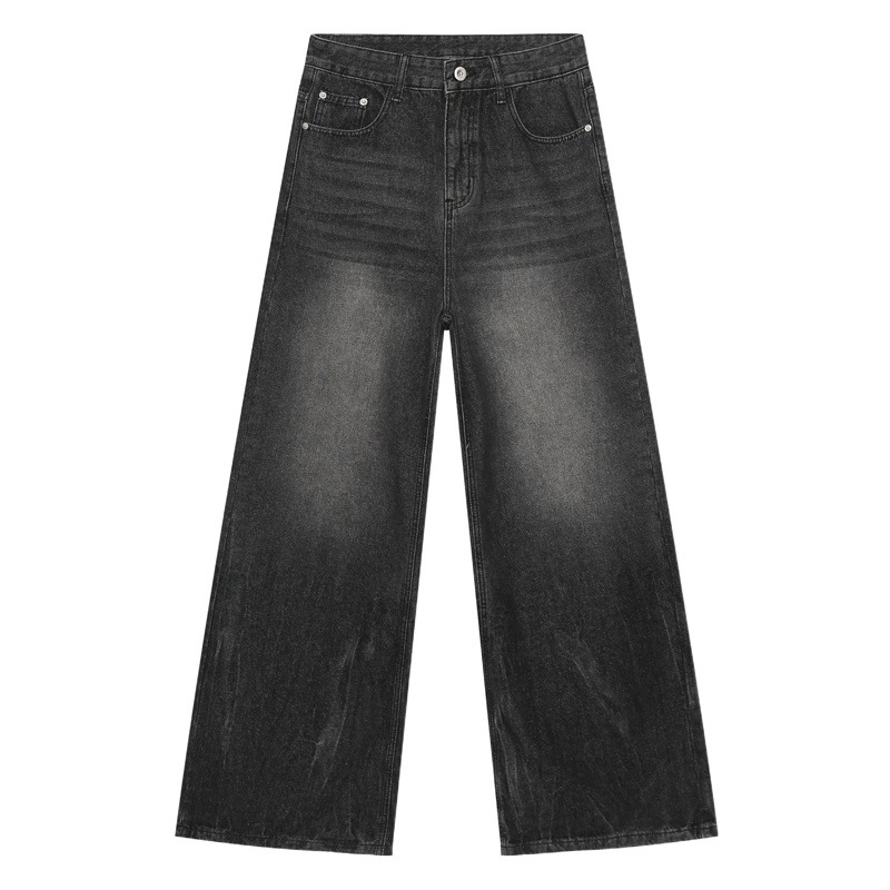 Mtlclothes ropa de Hombre | 2024 cuatro estaciones nuevo retro desgastado recta pierna ancha pantalones vaqueros sueltos