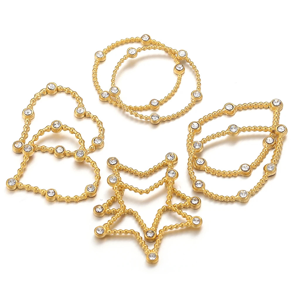 21.5mm Diameter Jewelry Making Size 4 PCS/Package 21.5mm Diameter 304 Stainless Steel Zircon Solid Color Pendant Jewelry Accessories